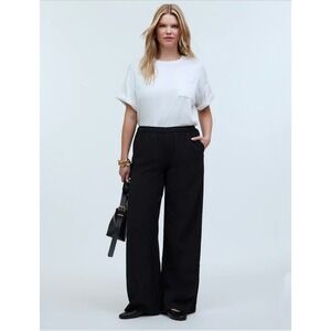 Madewell‎ Tall Pull On Wide Leg Pants Black NWT XS Business Casual Pockets